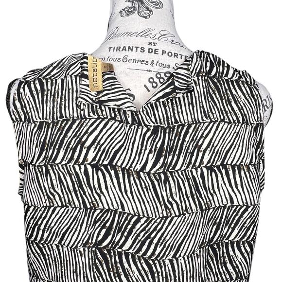 Notations MEDIUM Zebra Print Paint Splatter Stripe Detail Keyhole Back Blouse - Picture 9 of 13